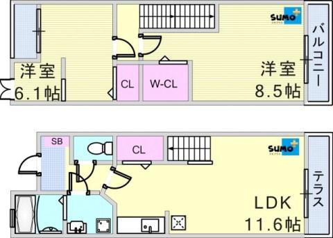 クレール有瀬(2LDK/1階)の間取り写真