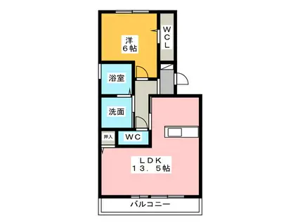 シャトレ― B(1LDK/2階)の間取り写真