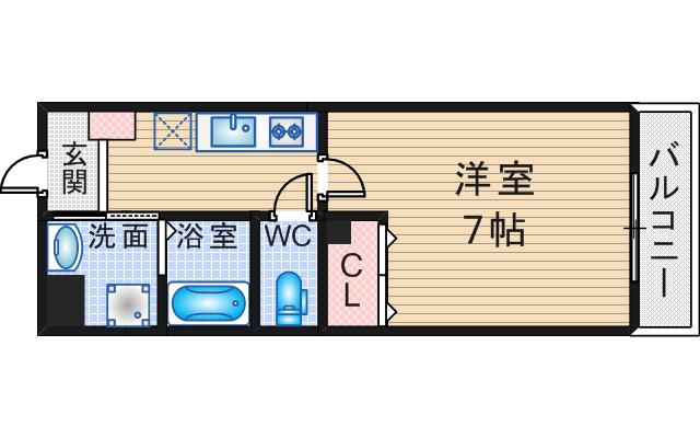 プルメリア阪大前(1K/3階)の間取り写真