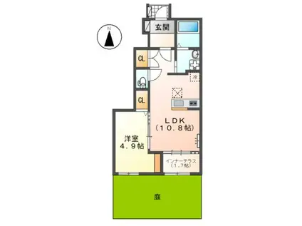 N-STAGE西春(1LDK/1階)の間取り写真