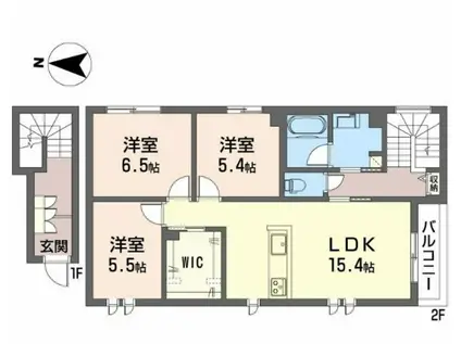 エレガンス鶴見(3LDK/2階)の間取り写真