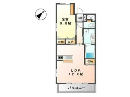 大原駅前セントラルマンション(1LDK/2階)の間取り写真