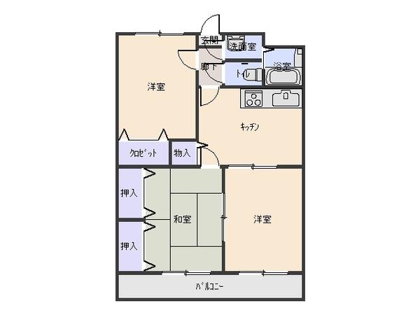 ニューマンション(2LDK/3階)の間取り写真