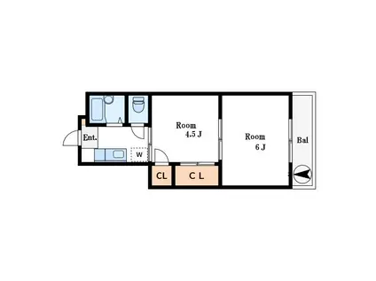 中山ハイツ(2K/3階)の間取り写真