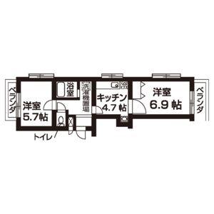 VIPちくさ(2K/1階)の間取り写真