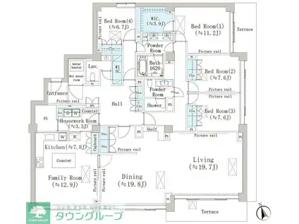 マリックス島津山(4LDK/1階)の間取り写真
