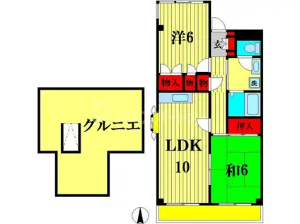 グリーンヒル八ヶ崎(2LDK/3階)の間取り写真