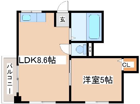 サンビルダー三宮東(1LDK/4階)の間取り写真