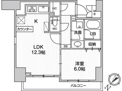 ALPHA PRIME日本橋イースト(1LDK/3階)の間取り写真