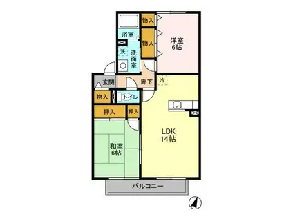 シャインメモリー館ABCDE(2LDK/2階)の間取り写真