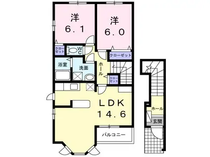 グレイスフルレジデンスB(2LDK/2階)の間取り写真