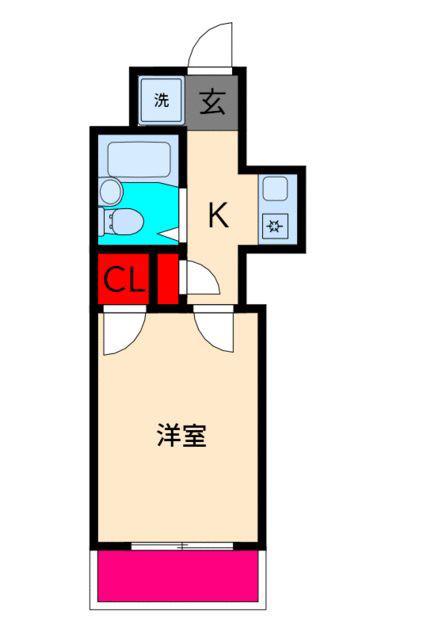 フレンドポート座間第2(1K/4階)の間取り写真
