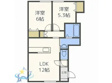 S.CREST山の手(2LDK/2階)の間取り写真