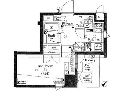 エクシム西巣鴨(1K/5階)の間取り写真