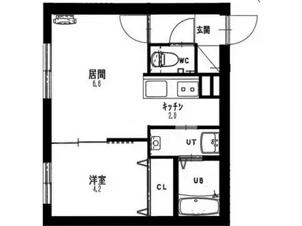 アンベリーテ澄川(1LDK/2階)の間取り写真