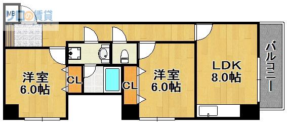 メゾンド中山(2DK/4階)の間取り写真
