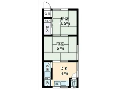 鵯越アパート(2DK/1階)の間取り写真