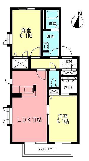 アドニスII(2LDK/2階)の間取り写真