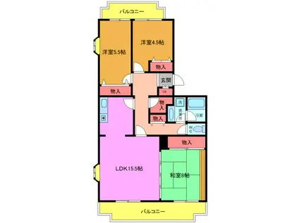 アルカディア5(3LDK/2階)の間取り写真
