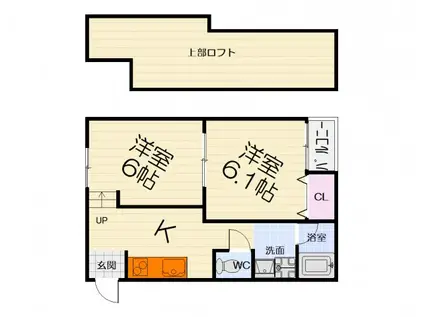 グランピア富木駅前(2K/2階)の間取り写真