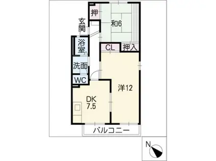 ハイムHIDAKA(2DK/2階)の間取り写真