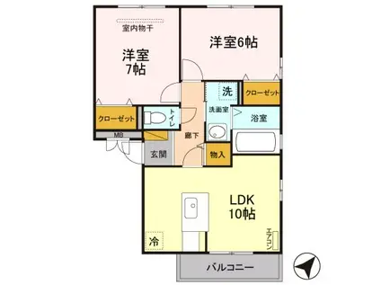 モンソレーユA(2LDK/1階)の間取り写真