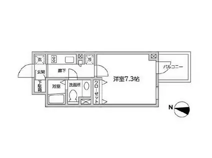 レジディア西新宿II(1K/3階)の間取り写真