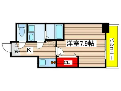 カーロードサクラ(1K/4階)の間取り写真