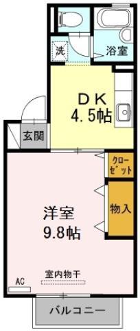 フロラシオン川内 I棟(1DK/1階)の間取り写真