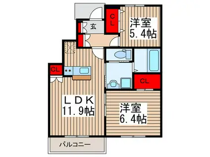 プロテージハウスA(2LDK/1階)の間取り写真