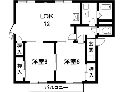フレグランス 外神A棟(2LDK/2階)の間取り写真
