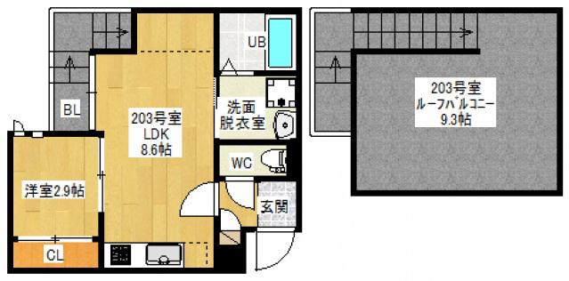 GRANDTIC JM 長束(1LDK/2階)の間取り写真