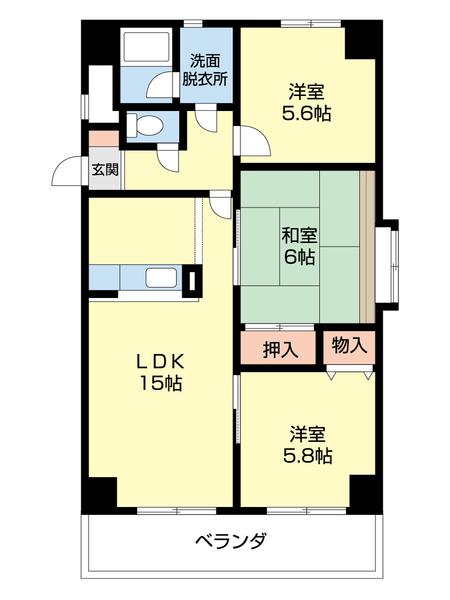 和泉ガーデンパレス(3LDK/2階)の間取り写真