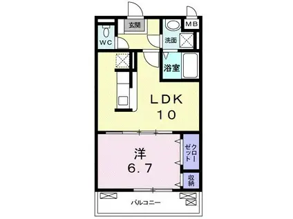 リバーサイドヒル(1LDK/3階)の間取り写真