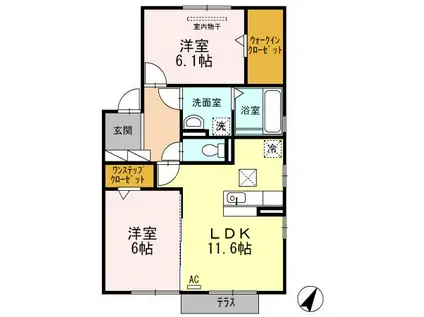 スプリングフィールドC棟(2LDK/1階)の間取り写真