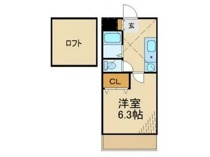 グランデュールKAJIGAYA(1K/2階)の間取り写真