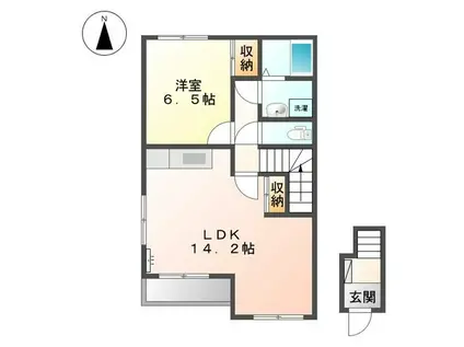 メゾンミルキーウェイII(1LDK/2階)の間取り写真