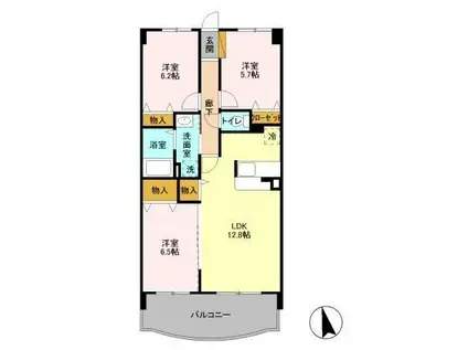 コンフォール・ソシアル住居(3LDK/2階)の間取り写真