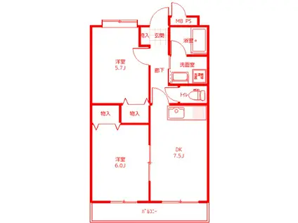 フォーラム21(2DK/4階)の間取り写真