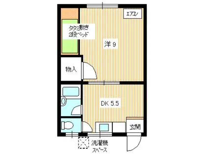 サンハイム(1DK/2階)の間取り写真