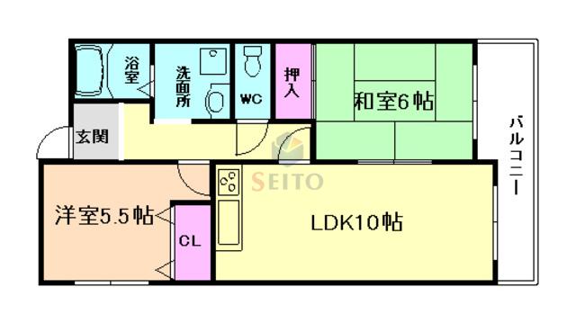 ロイヤルエスタ服部(2LDK/1階)の間取り写真