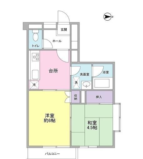 リトル上原(2DK/2階)の間取り写真