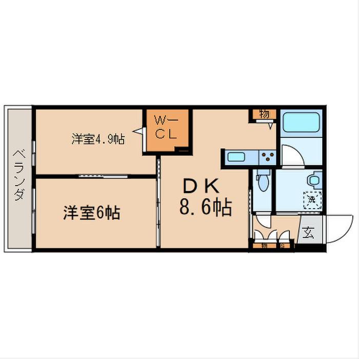 グランコール志茂(2DK/2階)の間取り写真