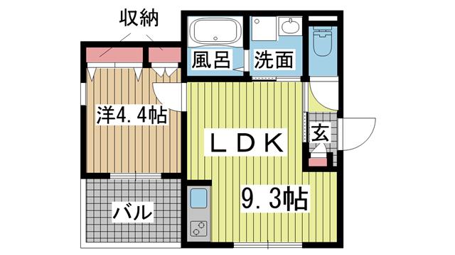 CASA魚崎北町(1LDK/2階)の間取り写真