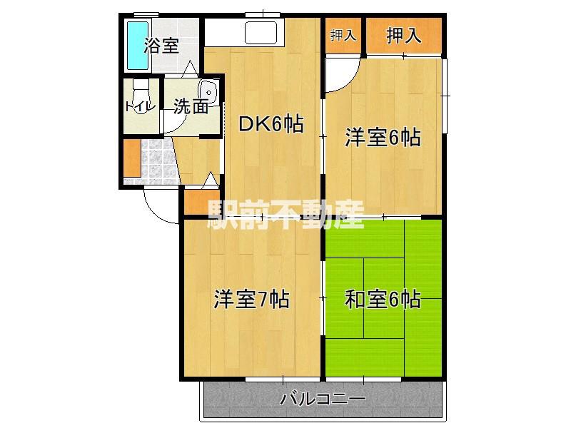 メルベーユ16 G棟(3DK/2階)の間取り写真