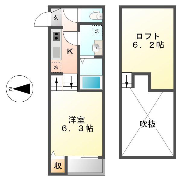 アーク東海通(1K/1階)の間取り写真