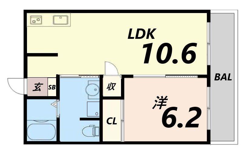 ディオミオ(1LDK/4階)の間取り写真