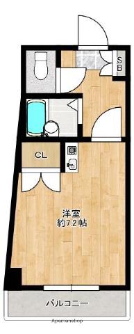 ギャレー西新(ワンルーム/2階)の間取り写真