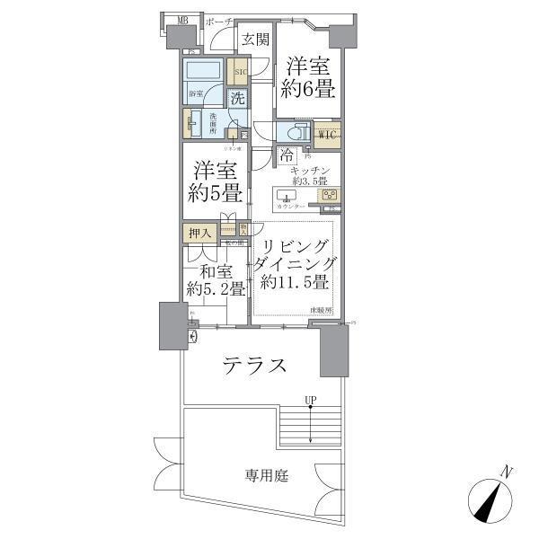 BRILLIACITY横浜磯子 I棟(3LDK/1階)の間取り写真