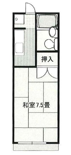 花川コーポ(ワンルーム/1階)の間取り写真
